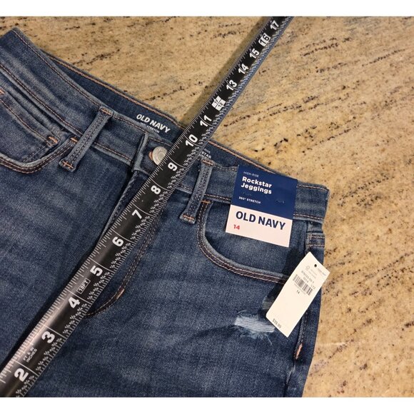 New! Lot of 2 Old Navy Sz 14 High-Waisted OG Straight Jeans & Rockstar Jegging - Picture 15 of 16
